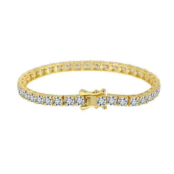 Wholesale Jewelry Geometric Silver Tennis Chain Electroplating Hiphop Zircon Bracelet For Unisex