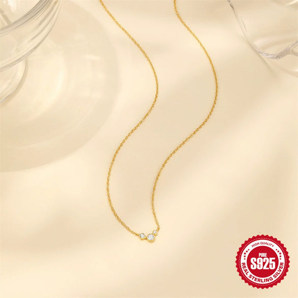 Wholesale Jewelry Geometric Square Round Diamond 925 Sterling Silver Electroplating O Chain Clavicle Necklace For Women
