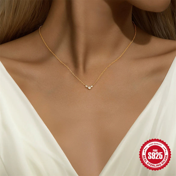 Wholesale Jewelry Geometric Square Round Diamond 925 Sterling Silver Electroplating O Chain Clavicle Necklace For Women