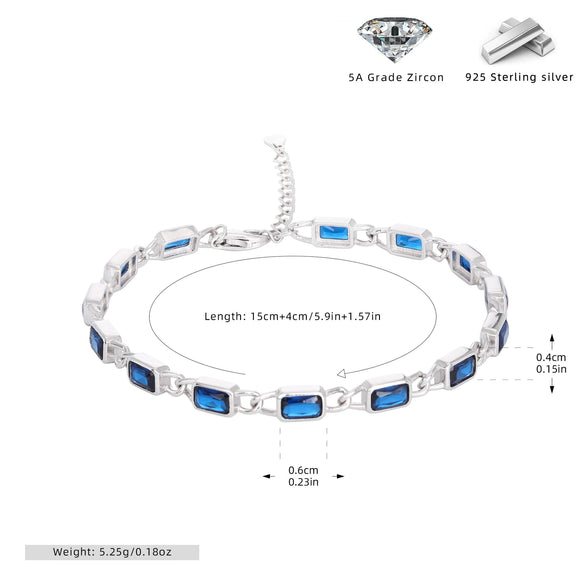 Wholesale Jewelry Geometric Square 925 Sterling Silver Inlaid Zircon Unisex Bracelet
