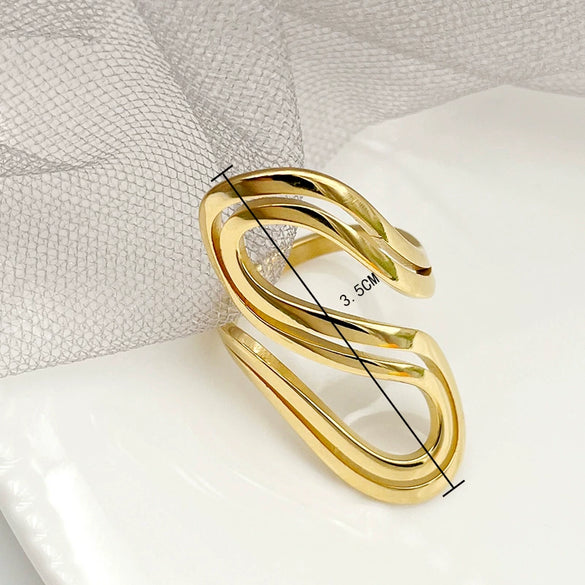 Wholesale Jewelry Geometric Sshaped Doublelayer Ring Titanium Steel And Stainless Steel Electroplated Unisex And Women's Style
