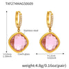 Wholesale Jewelry Geometric 316L Stainless Steel And Glass Electroplated Earrings For Women