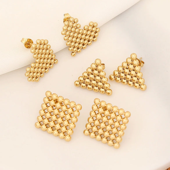Wholesale Jewelry Geometric Stainless Steel Electroplated Heart Shape Women's Earrings