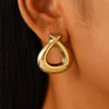 Wholesale Jewelry Geometric Stainless Steel Electroplated Irregular Oval Earrings For Women