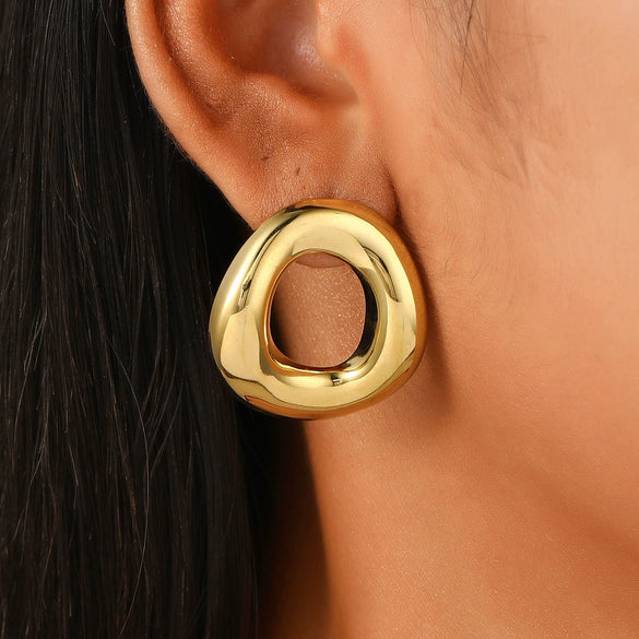 Wholesale Jewelry Geometric Stainless Steel Electroplated Irregular Oval Earrings For Women