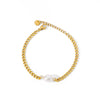Wholesale Jewelry Geometric Stainless Steel Electroplated Pearl Clavicle Chain And Bracelet Two Piece Set Unisex