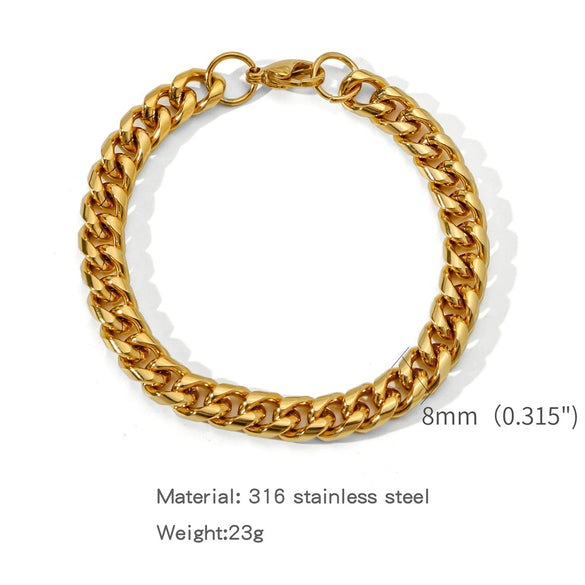 Wholesale Jewelry Geometric Stainless Steel Electroplating Round Grinding Unisex Bracelet