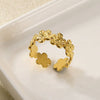 Wholesale Jewelry Geometric Stainless Steel Flower Ring 18K Goldplated