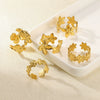Wholesale Jewelry Geometric Stainless Steel Flower Ring 18K Goldplated