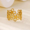 Wholesale Jewelry Geometric Stainless Steel Flower Ring 18K Goldplated