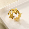 Wholesale Jewelry Geometric Stainless Steel Flower Ring 18K Goldplated