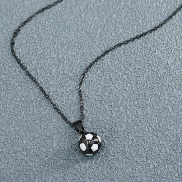 Wholesale Jewelry Geometric Stainless Steel Football World Cup Pendant Dripping Oil Ochain Necklace Unisex