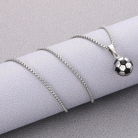 Wholesale Jewelry Geometric Stainless Steel Football World Cup Pendant Dripping Oil Ochain Necklace Unisex