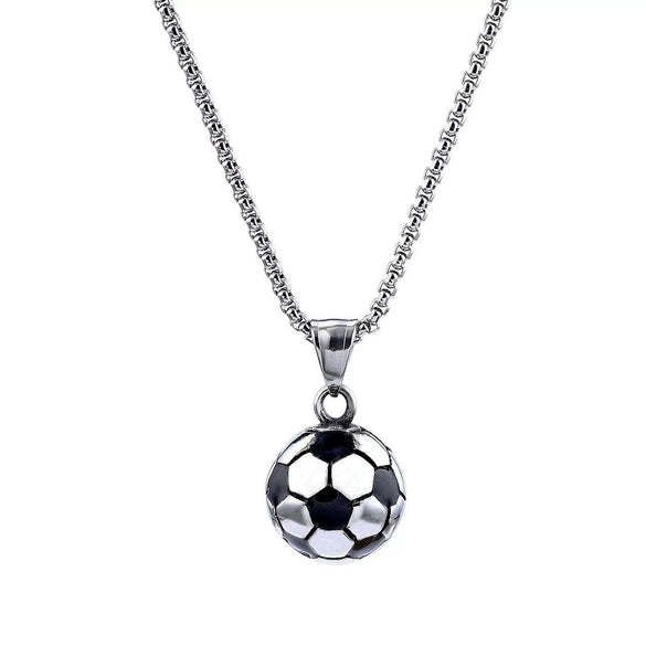 Wholesale Jewelry Geometric Stainless Steel Football World Cup Pendant Dripping Oil Ochain Necklace Unisex
