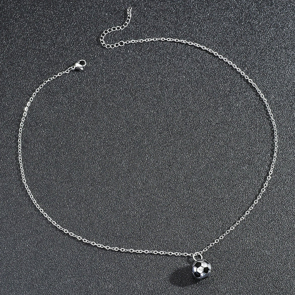 Wholesale Jewelry Geometric Stainless Steel Football World Cup Pendant Dripping Oil Ochain Necklace Unisex