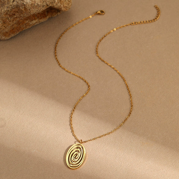 Wholesale Jewelry Geometric Stainless Steel 18K Gold Plated Pendant Necklace And Earrings Set