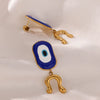 Wholesale Jewelry Geometric Stainless Steel 18K Goldplated Blue Eye Devil's Eye Oil Drop Pendant Earrings And Necklace Unisex