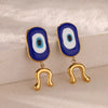 Wholesale Jewelry Geometric Stainless Steel 18K Goldplated Blue Eye Devil's Eye Oil Drop Pendant Earrings And Necklace Unisex