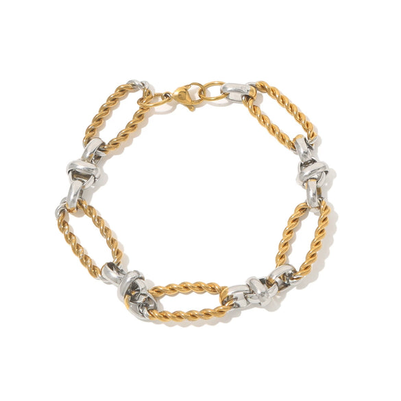 Wholesale Jewelry Geometric Stainless Steel Multichain Mixed Electroplated Unisex Bracelet