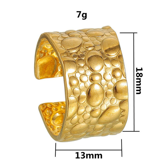 Wholesale Jewelry Geometric Stainless Steel Oil Pressure Three Dimensional Opening Ring With Electroplating