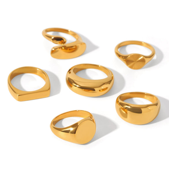 Wholesale Jewelry Geometric Stainless Steel Ring Electroplated Feminine Highend Jewelry