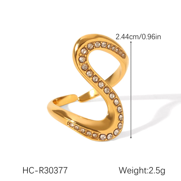 Wholesale Jewelry Geometric Stainless Steel Ring Electroplated Feminine Highend Jewelry