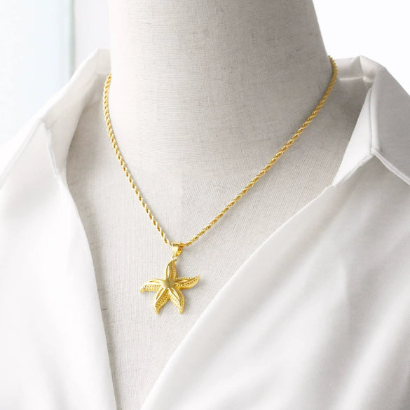 Wholesale Jewelry Geometric Star Moon Pendant Necklace Copper 18K Gold Plated
