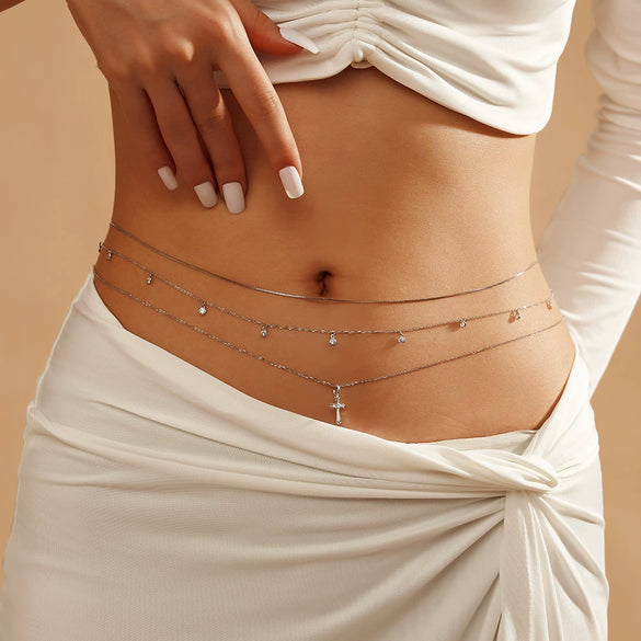 Wholesale Jewelry Geometric 925 Sterling Silver Electroplated Thin Chain Body Chain