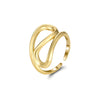 Wholesale Jewelry Geometric Sterling Silver 925 14K Goldplated Asymmetrical Hoop Earrings Necklace Wavy Round Ring