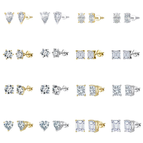 Wholesale Jewelry Geometric Sterling Silver 925 Moissanite Electroplated Necklace And Earrings For Women