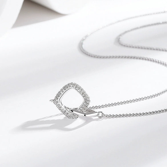 Wholesale Jewelry Geometric 925 Sterling Silver Ring Link Necklace For Women