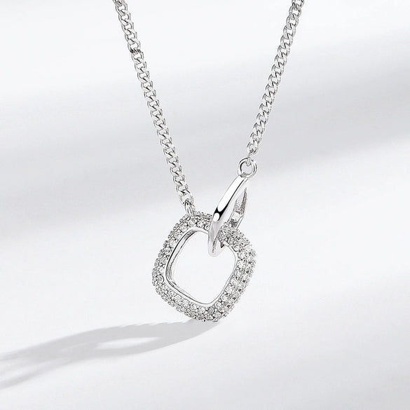 Wholesale Jewelry Geometric 925 Sterling Silver Ring Link Necklace For Women