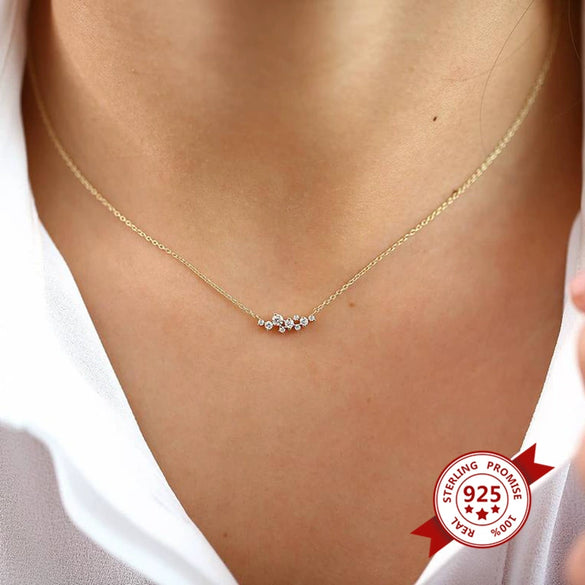 Wholesale Jewelry Geometric Style Asymmetrical Zircon 925 Sterling Silver And Copper O Chain Electroplated Fashion Necklace For Women And Couple