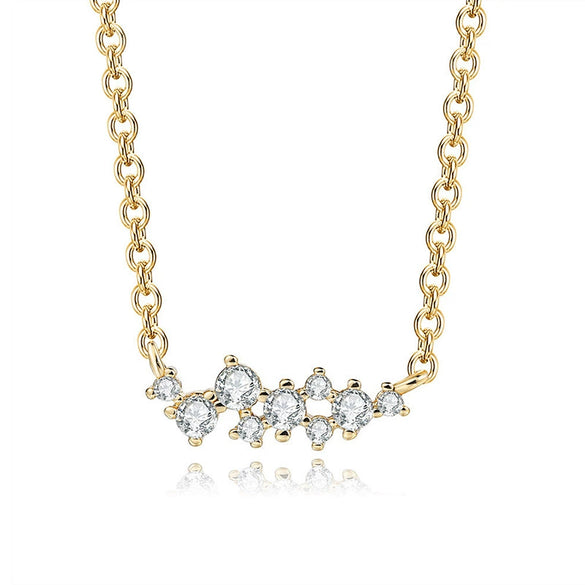 Wholesale Jewelry Geometric Style Asymmetrical Zircon 925 Sterling Silver And Copper O Chain Electroplated Fashion Necklace For Women And Couple