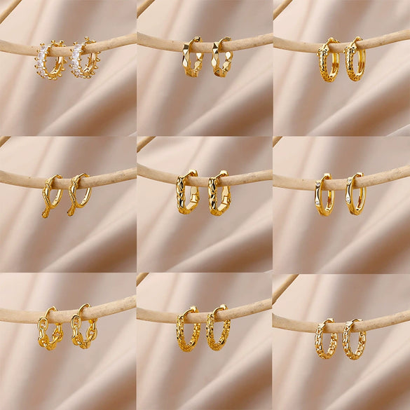 Wholesale Jewelry Geometric Style Copper Earring 18K Gold Plated