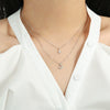 Wholesale Jewelry Geometric Style Double Layer Moon And Sixpoint Star 925 Sterling Silver Ochain Pendant Necklace For Women