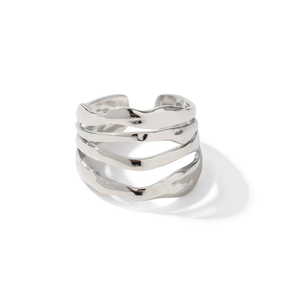 Wholesale Jewelry Geometric Style Multilayer Open Ring Stainless Steel Electroplated