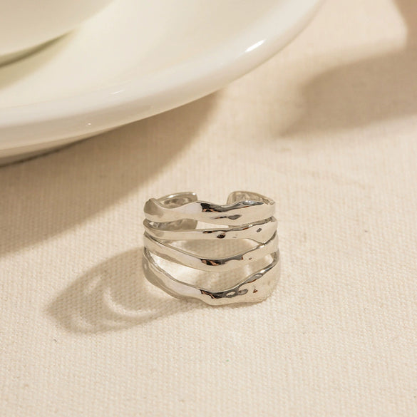 Wholesale Jewelry Geometric Style Multilayer Open Ring Stainless Steel Electroplated