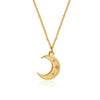 Wholesale Jewelry Geometric Style Stainless Steel Ball Chain Necklace With 18K Gold Plated Electroplating And Zircon Inlaid Moon Water Drop Pendant For Women
