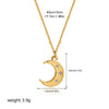 Wholesale Jewelry Geometric Style Stainless Steel Ball Chain Necklace With 18K Gold Plated Electroplating And Zircon Inlaid Moon Water Drop Pendant For Women