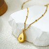 Wholesale Jewelry Geometric Style Stainless Steel Ball Chain Necklace With 18K Gold Plated Electroplating And Zircon Inlaid Moon Water Drop Pendant For Women