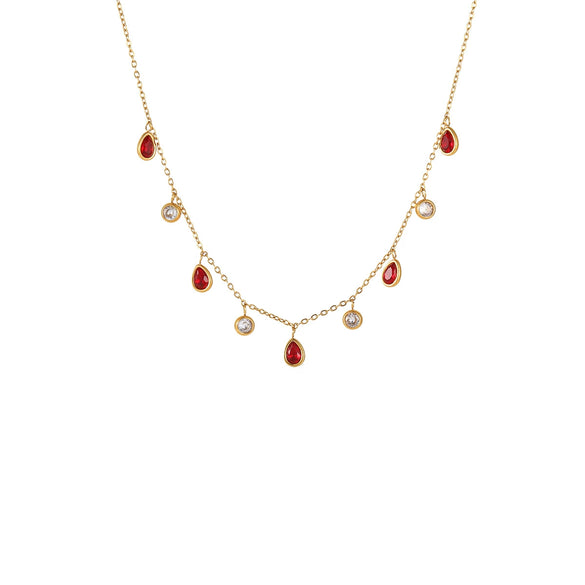 Wholesale Jewelry Geometric Style Stainless Steel 18K Electroplated Zircon Tassel Pendant Necklaces For Women