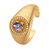 Wholesale Jewelry Geometric Style Tanzanite Open Ring S925 Sterling Silver Inlaid With Zircon