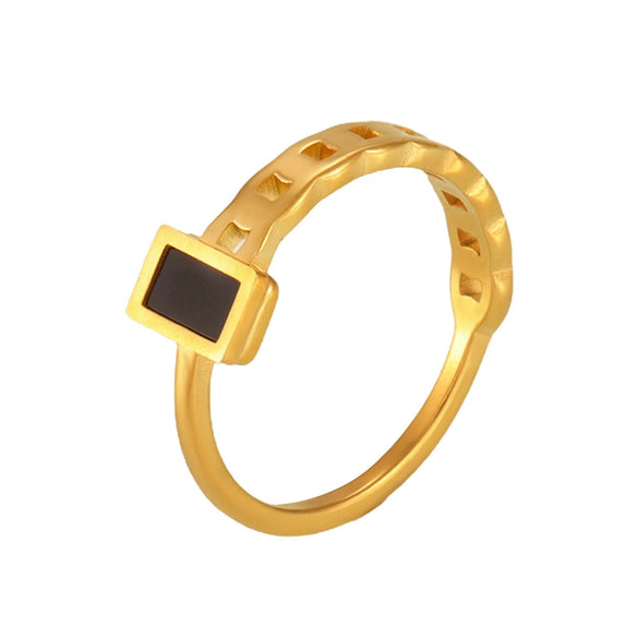 Wholesale Jewelry Geometric Style Titanium Steel Square Ring Electroplated For Unisex