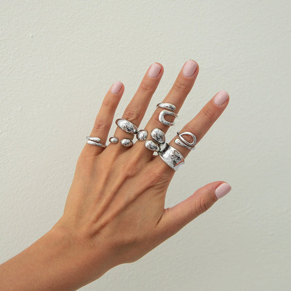 Wholesale Jewelry Geometric Three Dimensional Cross Opening Zinc Alloy Ring With Electroplating For Women
