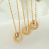 Wholesale Jewelry Geometric 316L Stainless Steel Double Ring Necklace 18K Gold Plated