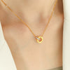 Wholesale Jewelry Geometric 316L Stainless Steel Double Ring Necklace 18K Gold Plated