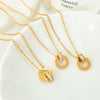 Wholesale Jewelry Geometric 316L Stainless Steel Double Ring Necklace 18K Gold Plated