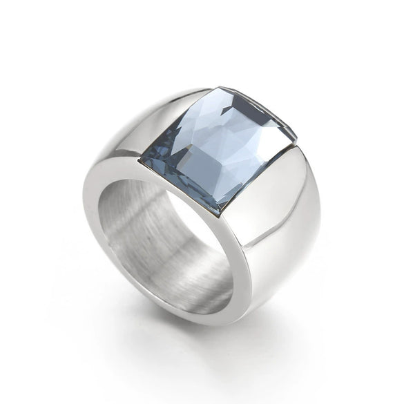 Wholesale Jewelry Geometric Titanium Steel Electroplated Multicolor Personality Ladies Wide Ring
