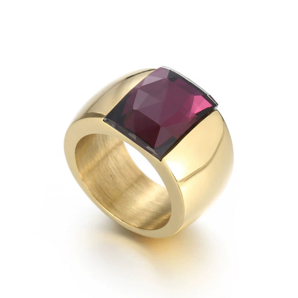 Wholesale Jewelry Geometric Titanium Steel Electroplated Multicolor Personality Ladies Wide Ring